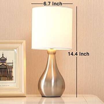 POPILION Modern 14.4 Inches Metal Bedside Table Lamp