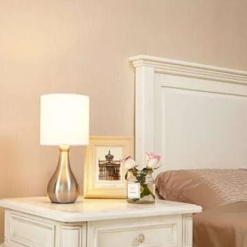 POPILION Modern 14.4 Inches Metal Bedside Table Lamp