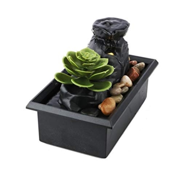 Tabletop Water Fountain,Zen Meditation Indoor Waterfall Fountain with LED Lights，USB/AA Battery po...