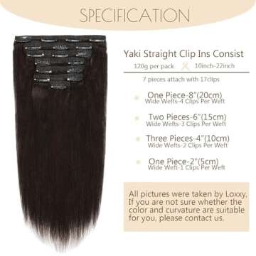 Loxxy Yaki Clip-in Hair Extensions Real Human Hair for Black Women 20 inch Remy Thick Double Weft