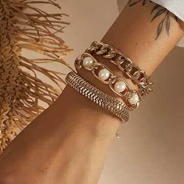 15 Pcs 14K Plated Gold Bracelets Set for Women, Multiple Layered Stackable Open Cuff Bangle, Adjustable Cuban Link Chain Tennis Bracelet Pack, Dainty Classic Aesthetic Jewelry