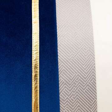 Avigers 12 x 20 Inches Navy Blue White Gold Leather Striped Patchwork Velvet Cushion Case Luxury Modern Throw Pillow Cover Decorative Pillow for Couch Living Room Bedroom Car