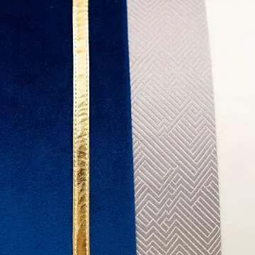 Avigers 12 x 20 Inches Navy Blue White Gold Leather Striped Patchwork Velvet Cushion Case Luxury Modern Throw Pillow Cover Decorative Pillow for Couch Living Room Bedroom Car