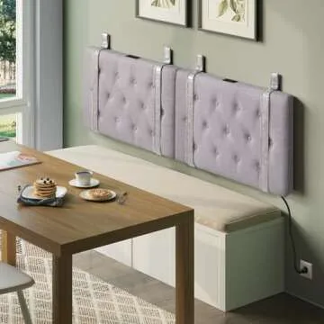 GREENSTELL Wall Mount Headboard with USB for King Size Bed, Linen Fabric Headboard Only, Industrial Pipe Modern Style, Gray Hanging Head Boards, Durable, Comfortable, Button Upholstered for Bedroom