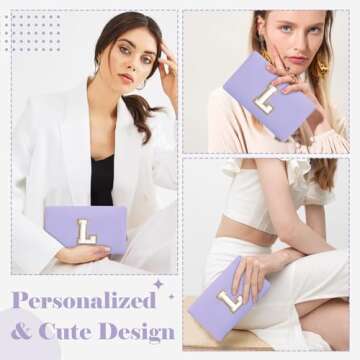 Personalized Makeup Bag Initials A-Z, Purple Cute Toiletry Bag