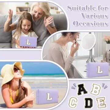 Personalized Makeup Bag Initials A-Z, Purple Cute Toiletry Bag