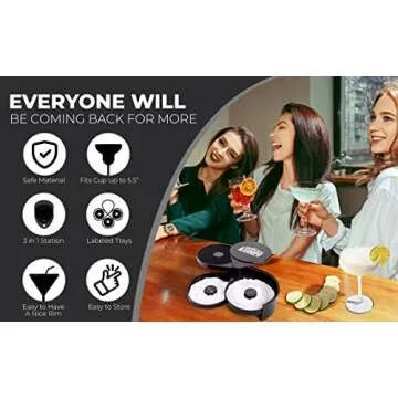 Kasoopo Margarita Salt Rimmer Set, Bartender Sugar Salt Rimmer, Bar Salt and Sugar Rimmer for Drrinks, Salt Rimmer for Cocktails, 3 Tier Glass Rimmer for Cocktails with 2 Pourers and 2 Sponge