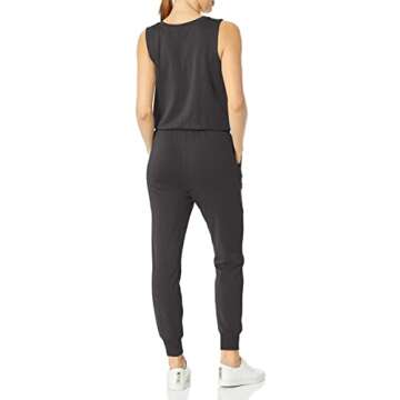 Amazon Essentials Women's Studio Terry Fleece Jumpsuit (Available in Plus Size), Black, Small