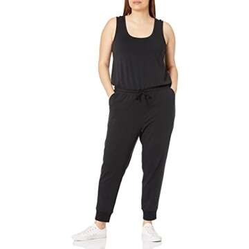 Amazon Essentials Women's Studio Terry Fleece Jumpsuit (Available in Plus Size), Black, Small