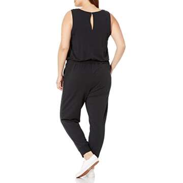 Amazon Essentials Women's Studio Terry Fleece Jumpsuit (Available in Plus Size), Black, Small