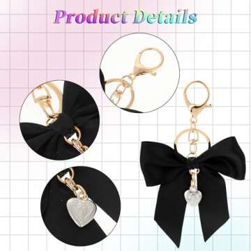 3 Pack Purse Charms Bow Bag Charms for Handbag, Bow Keychain for Purse, Black Red White Bowknot Key Chain, Cute Car Key Chain Bag Charms Purse Charms Key Ring Bag Charm Pendant for Girls