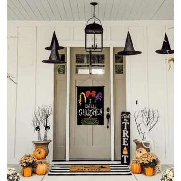 CROWNED BEAUTY Halloween I Smell Children Garden Flag 12×18 Inch Double Sided for Outside Small Burlap Black Holiday Yard Flag