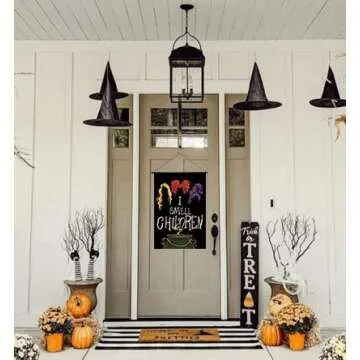 CROWNED BEAUTY Halloween I Smell Children Garden Flag 12×18 Inch Double Sided for Outside Small Burlap Black Holiday Yard Flag