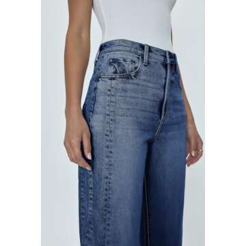 Cicy Bell Womens Capri Barrel Jeans Boyfriend High Waisted Loose Cropped Ankle Denim Pants Navy