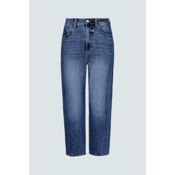 Cicy Bell Womens Capri Barrel Jeans Boyfriend High Waisted Loose Cropped Ankle Denim Pants Navy