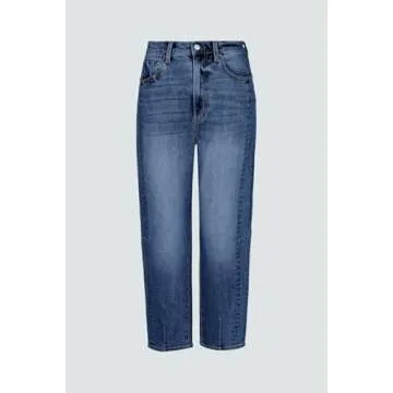 Cicy Bell Womens Capri Barrel Jeans Boyfriend High Waisted Loose Cropped Ankle Denim Pants Navy