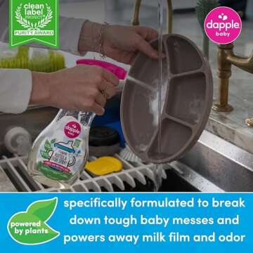 Dapple Baby Bottle & Dish Foaming Power Spray, Hypoallergenic Dish Soap for Baby Bottles, Powered by...