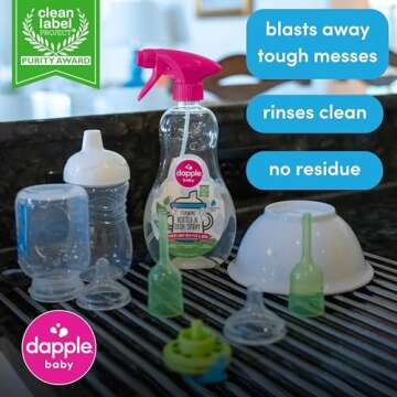 Dapple Baby Bottle & Dish Foaming Power Spray, Hypoallergenic Dish Soap for Baby Bottles, Powered by Plants, Fragrance Free, 16.9 Fl Oz (Pack of 2)