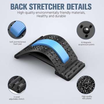 AQIQQ Back Stretcher, Multi-Level Back Cracker, Upper & Lower Back Pain Relief Device for Herniated Disc, Sciatica, Scoliosis.