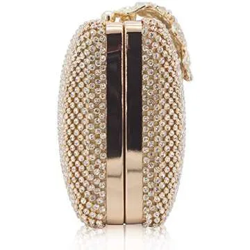 MagicLove Womens Evening Bag with Flower Closure Rhinestone Crystal Clutch Purse for Wedding Party Gold