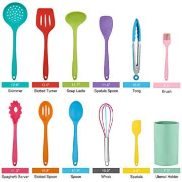 LIANYU 12-Piece Silicone Kitchen Cooking Utensils with Holder, Kitchen Tools Set Include Slotted Spa...