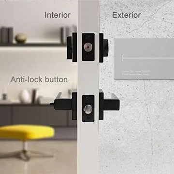 Exterior Door Lock Set with Single Cylinder Deadbolt Lock-Square Entry Door Locksets with Deadbolt Mattle Black Front Door Lock Set,Keyed Alike Front Door Handle and Deadbolt Set