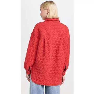 SUNDRY Quilted Shacket for Women in Flare Red - Stylish