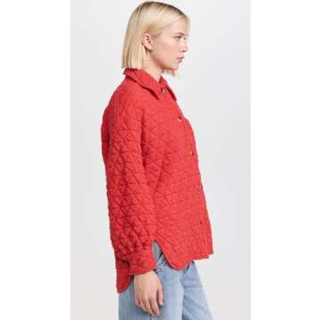 SUNDRY Quilted Shacket for Women in Flare Red - Stylish