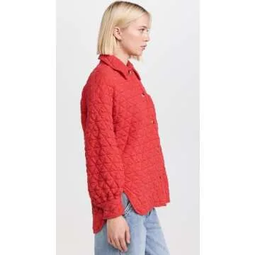 SUNDRY Quilted Shacket for Women in Flare Red - Stylish
