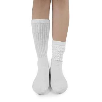 BomKinta Crew Slouch Socks Women - Retro Scrunch Short Sock - Soft Solid Ankle Socks Size 5-11 3 Pair White White White