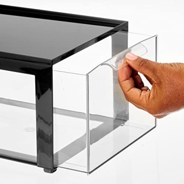 mDesign Stackable Desk Organizer with Pull-Out Drawer