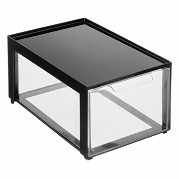 mDesign Stackable Desk Organizer with Pull-Out Drawer