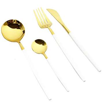 Elegant 24-Piece Dining Utensil Set - Stainless Steel Cutlery for Family & Outdoor Use