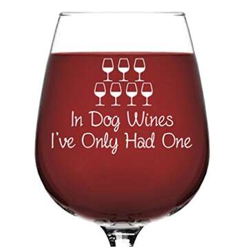 In Dog Wines Funny Wine Glass - Wine Lover Gifts for Women - Dog Mom Gift - Unique Gag Wine Gifts fo...