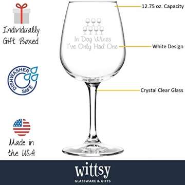 In Dog Wines Funny Wine Glass - Wine Lover Gifts for Women - Dog Mom Gift - Unique Gag Wine Gifts for Dog Lovers - Cool Birthday Present - Fun Wine Glass for Wife, Friend, Sister