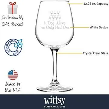 In Dog Wines Funny Wine Glass - Wine Lover Gifts for Women - Dog Mom Gift - Unique Gag Wine Gifts for Dog Lovers - Cool Birthday Present - Fun Wine Glass for Wife, Friend, Sister