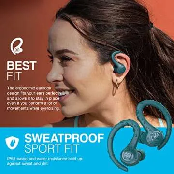 JLab Go Air Sport, Wireless Workout Earbuds, Teal, Featuring C3 Clear Calling, Secure Earhook Sport Design, 32+ Hour Bluetooth Playtime, and 3 EQ Sound Settings