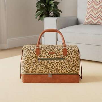 Weekender Bag for Women, Travel Duffel Bag Carry On Overnight Bag with Shoe Compartment Large Nylon ...