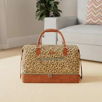 Weekender Bag for Women, Travel Duffel Bag Carry On Overnight Bag with Shoe Compartment Large Nylon ...