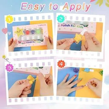wakaniya Kids Nail Polish Set for Girls 12 Candy Colors Small Nail Polish, Non-Toxic Water-Based Peel-Off Quick Dry Nail Polish for Toddler, Low Odor Safe Nail Art Set for Girls 3+