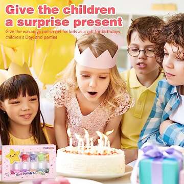 wakaniya Kids Nail Polish Set for Girls 12 Candy Colors Small Nail Polish, Non-Toxic Water-Based Peel-Off Quick Dry Nail Polish for Toddler, Low Odor Safe Nail Art Set for Girls 3+