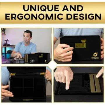 HOVANZO Premium Large Bamboo Box - Decorative Box Wooden Locking Storage Box with Rolling Tray - Decorative Wood Box for Herbs and Accessories - Decorative Box Set with Combination Lock