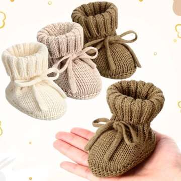 Evervibe Knitted Baby Booties for Newborn Comfort