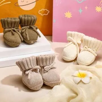Evervibe Knitted Baby Booties for Newborn Comfort