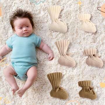 Evervibe Knitted Baby Booties for Newborn Comfort