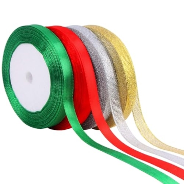 DECYOOL Christmas Ribbons 100 Yards Metallic Glitter