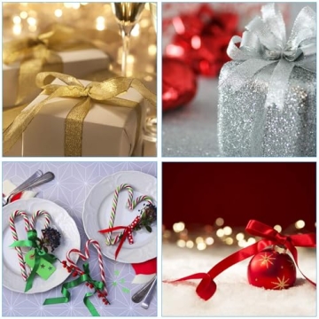 DECYOOL Christmas Ribbons 100 Yards Metallic Glitter