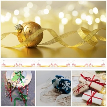 DECYOOL Christmas Ribbons 100 Yards Metallic Glitter