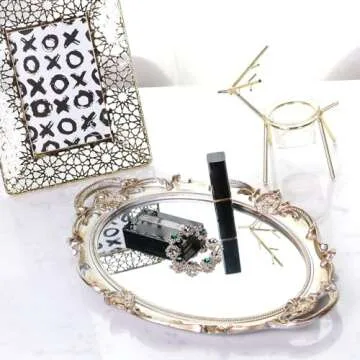 Zosenley Antique Decorative Mirror Tray - 9.8"x14.6"