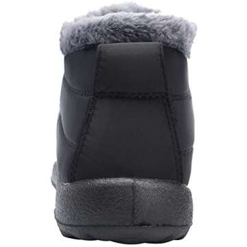 JOINFREE Winter Snow Boots with Waterproof Oxford Cloth Fur lined Winter Shoes for Outdoor for Women Black 7.5 M